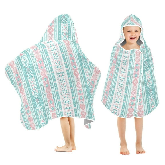 joogoo Aztec Geometric Abstract Kids Hooded Beach Towel Baby Bath Towel 23.5"x50"