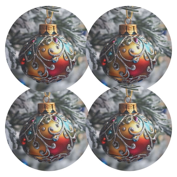 joogoo Ball on Christmas Tree Round Plate Mats for Dining Table Placemat Set of 4 Holiday Decoration