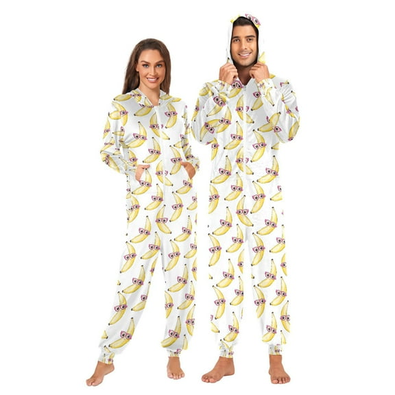joogoo Bananas with Glasses Unisex Adults Onesies Pajamas Jumpsuits L