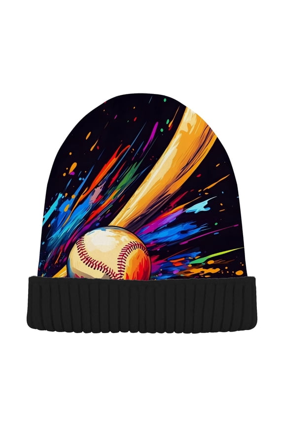 Baseball Bat Beanie Hats Cuffed Winter Warm Knit Thick Beanies