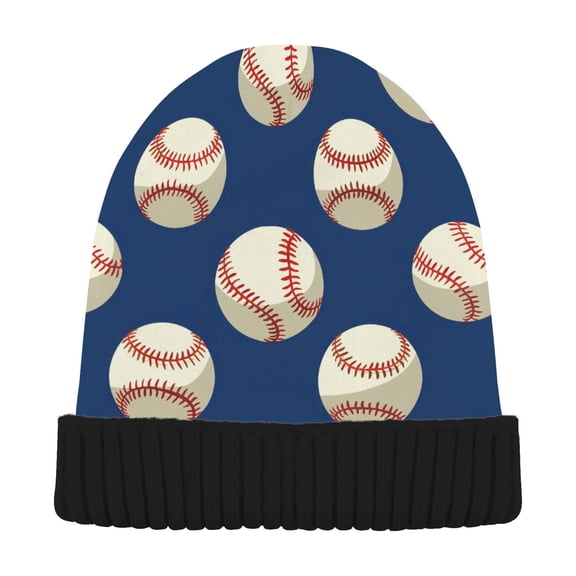 joogoo Baseball Blue Beanie Hats Cuffed Winter Warm Knit Thick Beanies