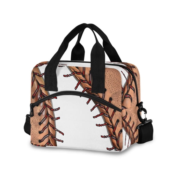 joogoo Baseball Insulated Lunch Bags Reusable Cooler Box with Shoulder Strap