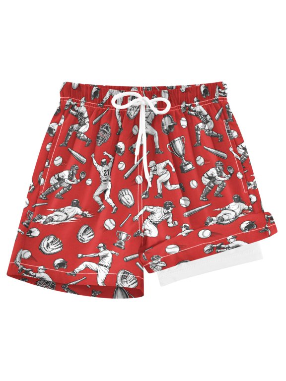 Baseball Player Boys Swim Trunks Beach Swimsuit Shorts Boxer 4T