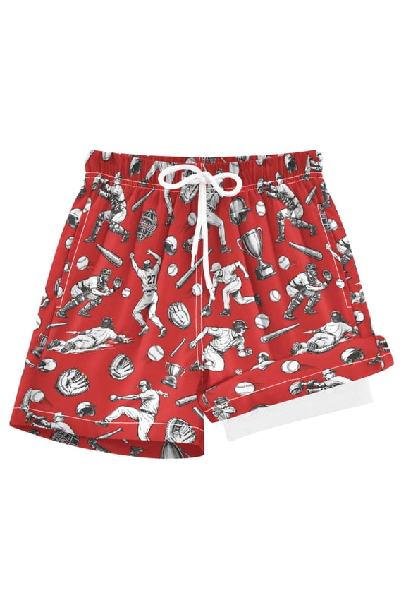 Baseball Player Boys Swim Trunks Beach Swimsuit Shorts Boxer 8Y
