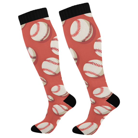 joogoo Baseball Red Socks Women Men Knee High Sock