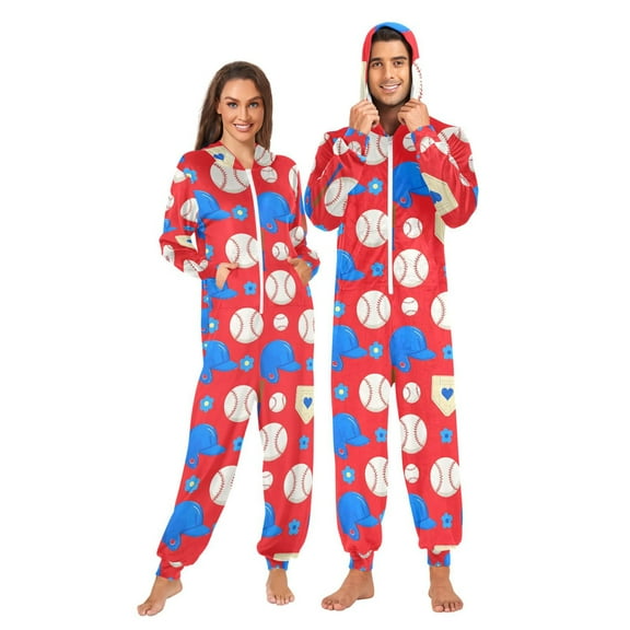 joogoo Baseball Unisex Adults Onesies Pajamas Jumpsuits XL
