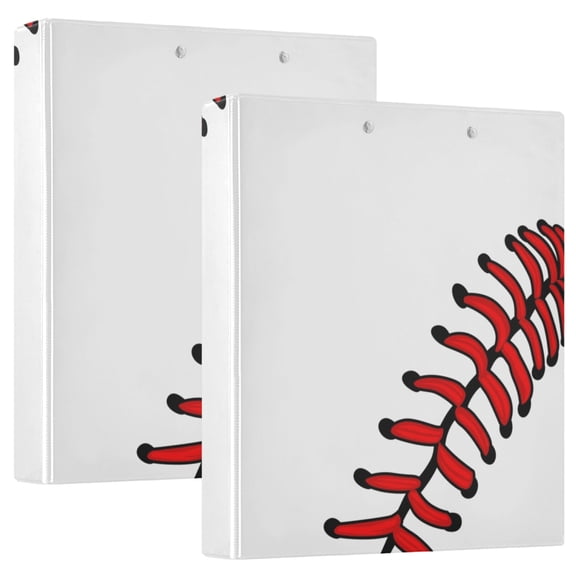 joogoo Baseball White Hardcover 3 Ring Binder 1.5" Round Rings Interior Pockets Binders Organizer 2 Pack