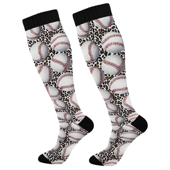 joogoo Baseball in Leopard Socks Women Men Knee High Sock
