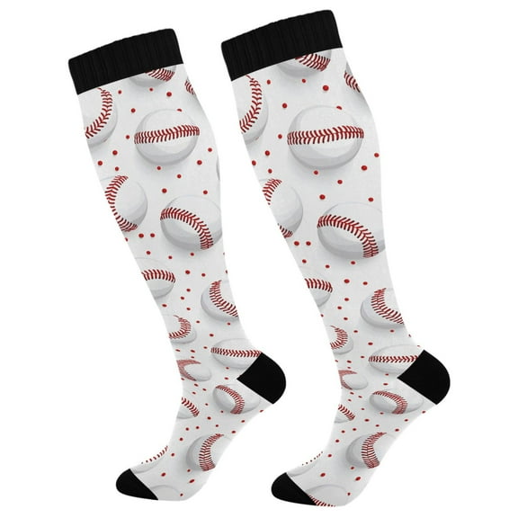 joogoo Baseball on White Socks Women Men Knee High Sock