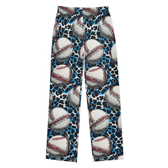 joogoo Baseball with Leopard Pajama Pants Pj Bottoms Sleepwear Lounge L