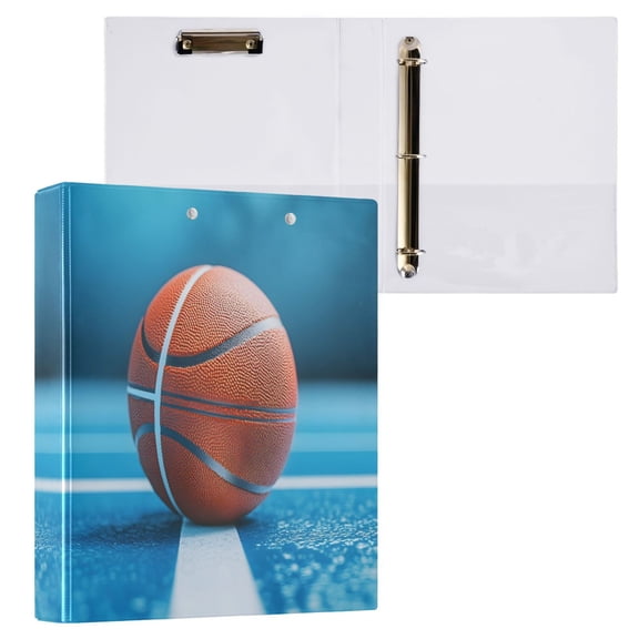 joogoo Basketball Blue Hardcover 3 Ring Binder 1.5" Round Rings Interior Pockets Binders Organizer 1 Pack