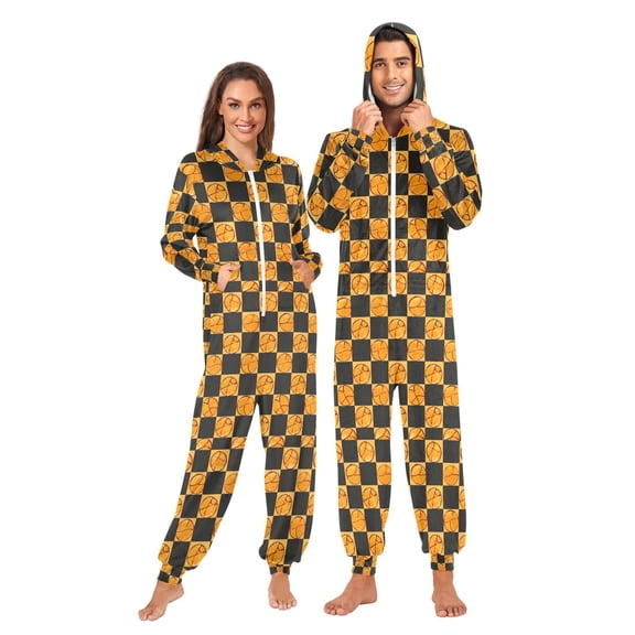 joogoo Basketball Checkered Grid Unisex Adults Onesies Pajamas Jumpsuits M