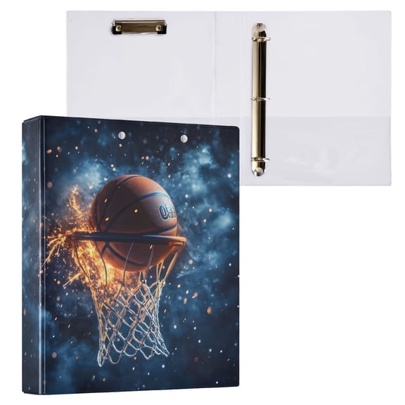 joogoo Basketball Sparks Hardcover 3 Ring Binder 1.5" Round Rings Interior Pockets Binders Organizer 1 Pack