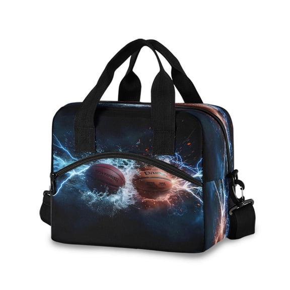 joogoo Basketball with Lightning Insulated Lunch Bags Reusable Cooler Box with Shoulder Strap