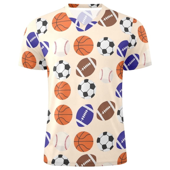 joogoo Basketballs Baseball Football Men's Soccer Jersey Athletic Plus Size T-Shirt V-Neck Sport Fan Game Day Shirt Medium