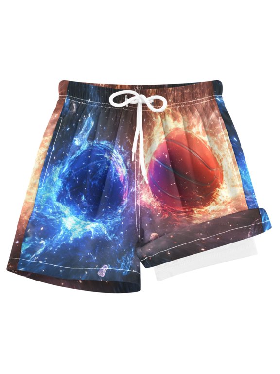 Basketballs Explosion Boys Swim Trunks Beach Swimsuit Shorts Boxer 8Y