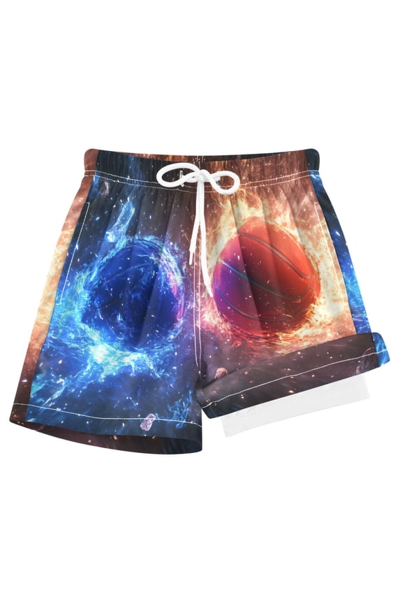 Basketballs Explosion Boys Swim Trunks Beach Swimsuit Shorts Boxer 8Y