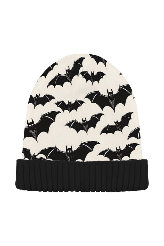 Bats Halloween Beanie Hats Men Women Cuffed Skull Cap Winter Warm Knit Thick Beanies