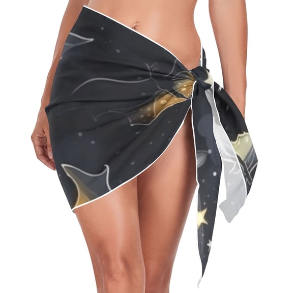 joogoo Bats with Star Women's Beach Sarong Bathing Suit Wrap Swimwear Cover Ups M