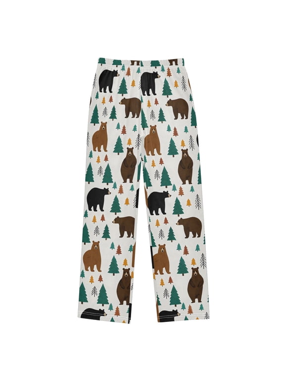Bear Forest Kids Pajama Pants Pj Bottoms Boy Girls Sleepwear Lounge M