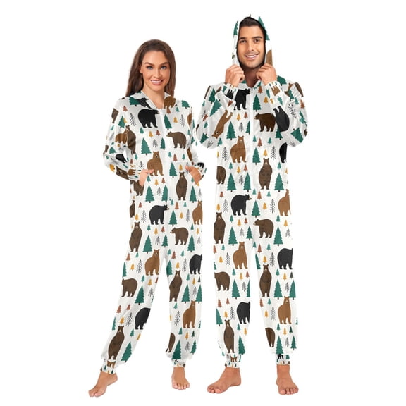 joogoo Bear Forest Unisex Adults Onesies Pajamas Jumpsuits L