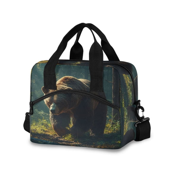 joogoo Bear in Forest Insulated Lunch Bags Reusable Cooler Box with Shoulder Strap