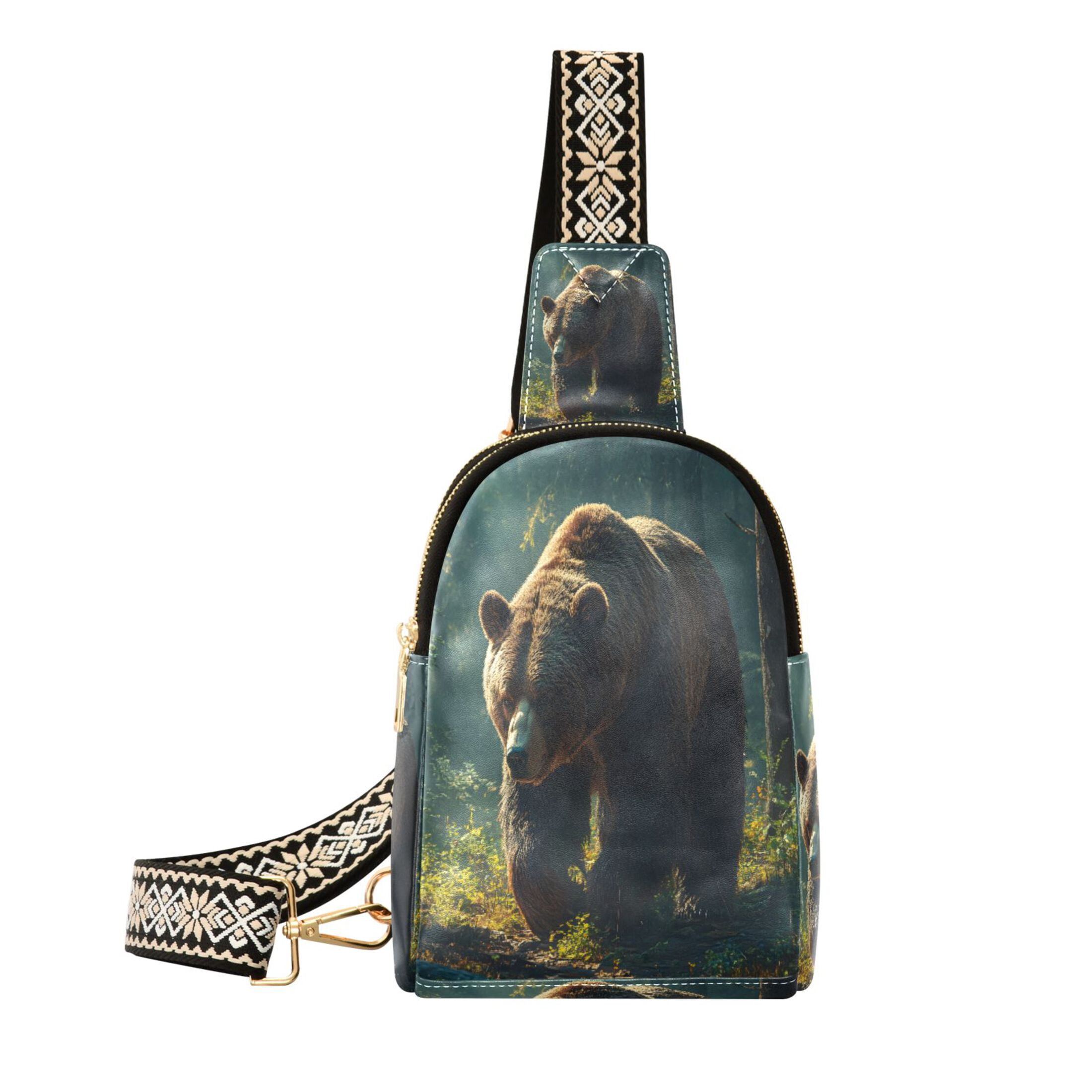 joogoo Bear in Forest Sling Backpack Crossbody Shoulder Bags Waist Packs Chest Bag