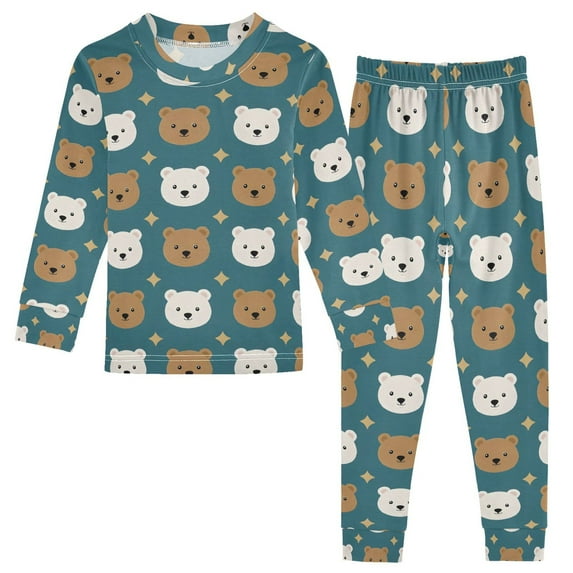 joogoo Bears Stars 2 Piece Long Sleeve Tee and Pants Cotton Pajama Set 8Y