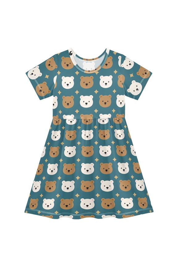 Bears Stars Girls' Short Sleeve Dress Kids Dresses 5-6T