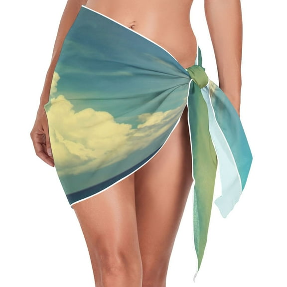 joogoo Beautiful Beach and Tropical Sea Women's Beach Sarong Bathing Suit Wrap Swimwear Cover Ups S
