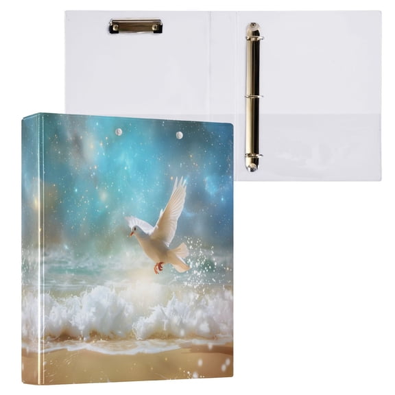 joogoo Beautiful Dove Of Peace Flying Hardcover 3 Ring Binder 1.5" Round Rings Interior Pockets Binders Organizer 1 Pack