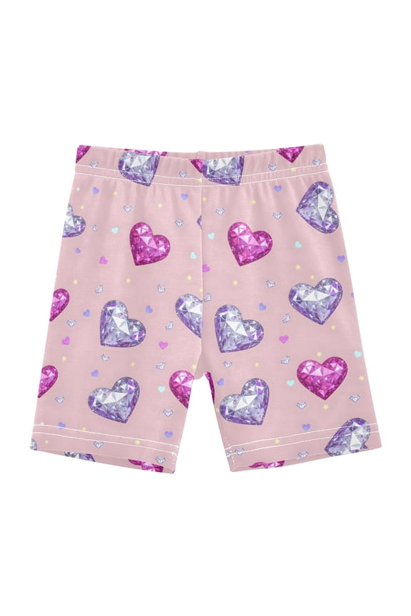 Beautiful Glitter Hearts Girls Lined Shorts Bike Dance Bottoms 4T