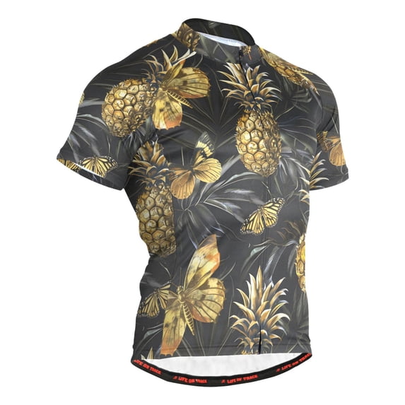joogoo Beautiful Pineapples and Butterflies Pattern Men's Cycling Jerseys Mountain Bike Short Sleeve Tops L