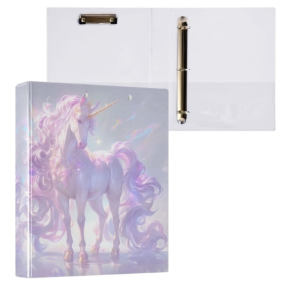 joogoo Beautiful Unicorn Hardcover 3 Ring Binder 1.5" Round Rings Interior Pockets Binders Organizer 1 Pack