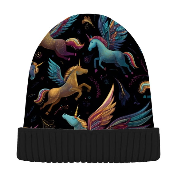 joogoo Beautiful Unicorns Magic Beanie Hats Cuffed Winter Warm Knit Thick Beanies