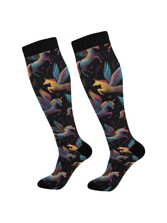 Beautiful Unicorns Magic Socks Women Men Knee High Sock
