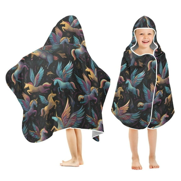 joogoo Beautiful Unicorns Magic Kids Hooded Beach Towel Baby Bath Towel 23.5"x50"