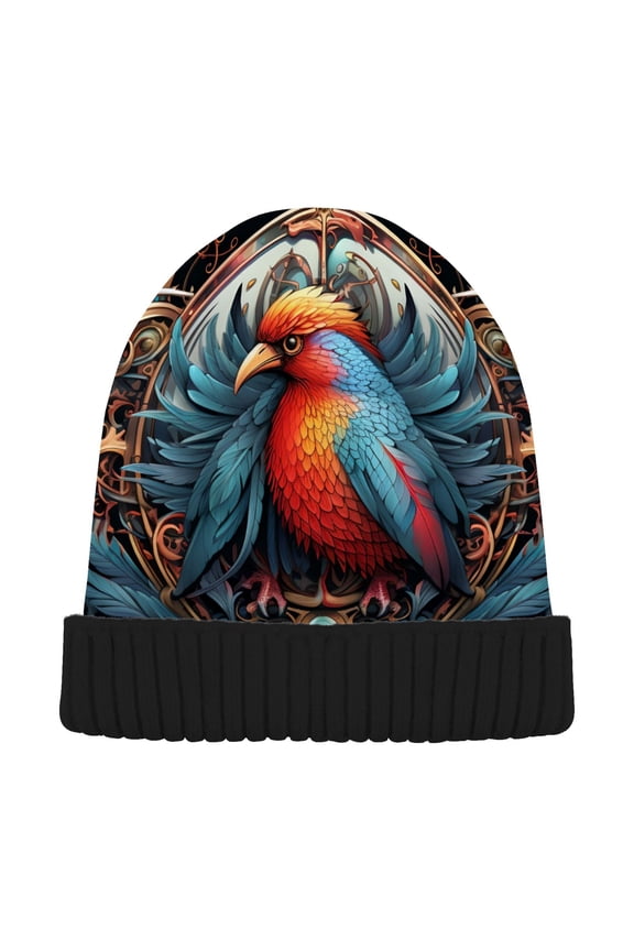 Bird Boho Print Beanie Hats Men Women Cuffed Skull Cap Winter Warm Knit Thick Beanies