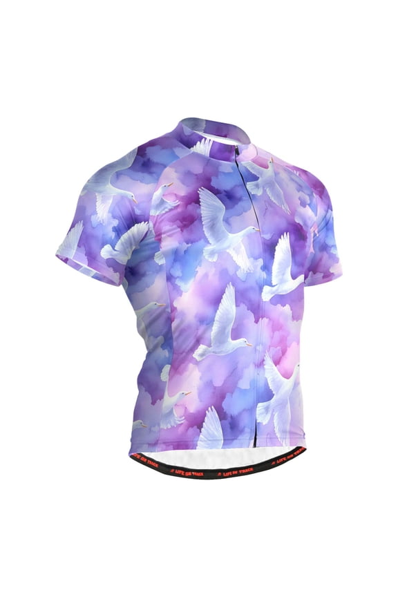 Bird on Marble Pattern Men's Cycling Jerseys Mountain Bike Short Sleeve Tops 2XL