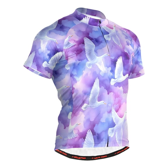 joogoo Bird on Marble Pattern Men's Cycling Jerseys Mountain Bike Short Sleeve Tops L