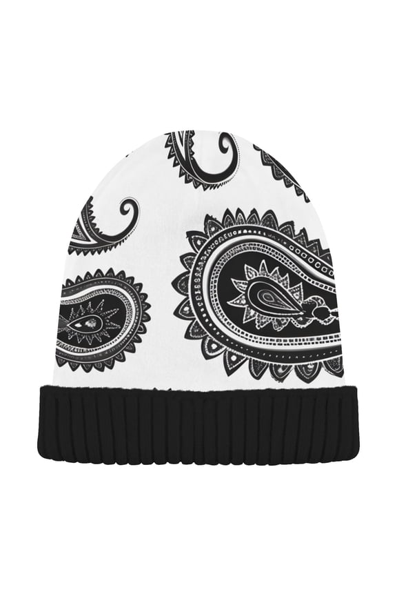 Black Graffiti Boho Beanie Hats Men Women Cuffed Skull Cap Winter Warm Knit Thick Beanies