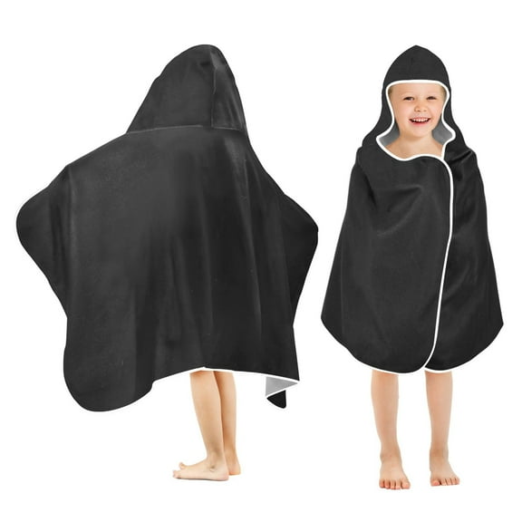 joogoo Black Kids Hooded Beach Towel Baby Bath Towel 23.5"x50"