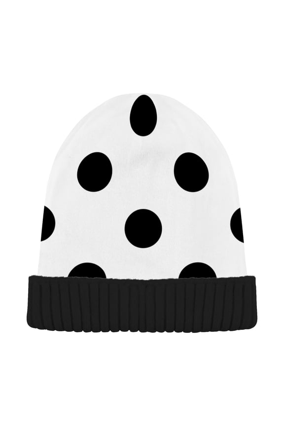 Black Polka Dots Beanie Hats Men Women Cuffed Skull Cap Winter Warm Knit Thick Beanies