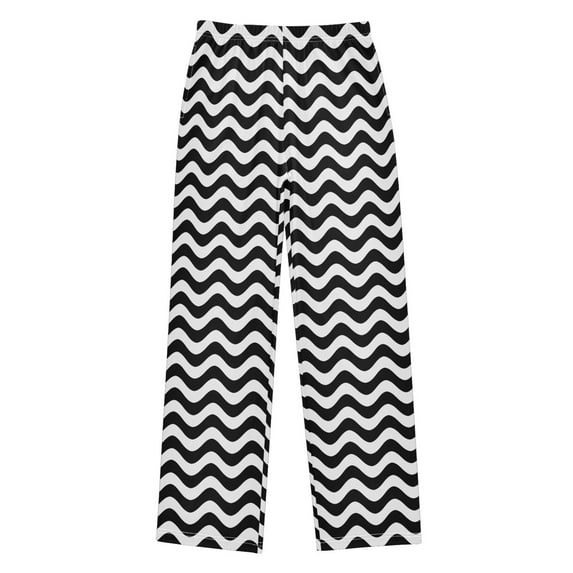 joogoo Black Wavy Pajama Pants Pj Bottoms Sleepwear Lounge M