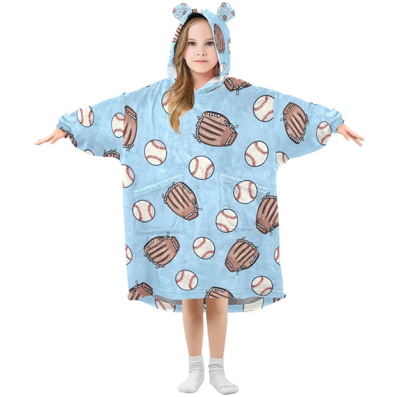 joogoo Blanket Hoodie Baseball Gloves for Oversize Sweatshirt Boys Girls 3-14 YR L