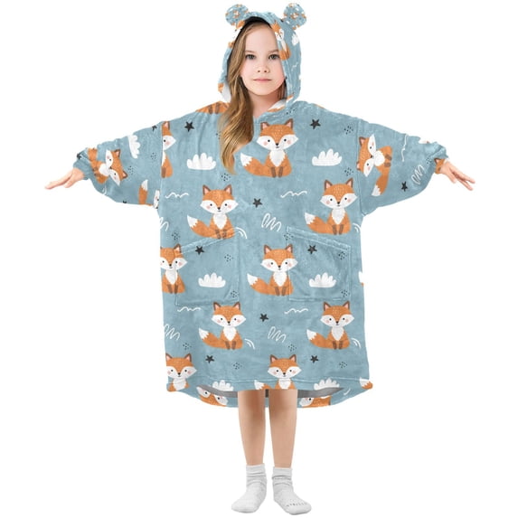 joogoo Blanket Hoodie Cartoon Fox for Oversize Sweatshirt Boys Girls 3-14 YR L