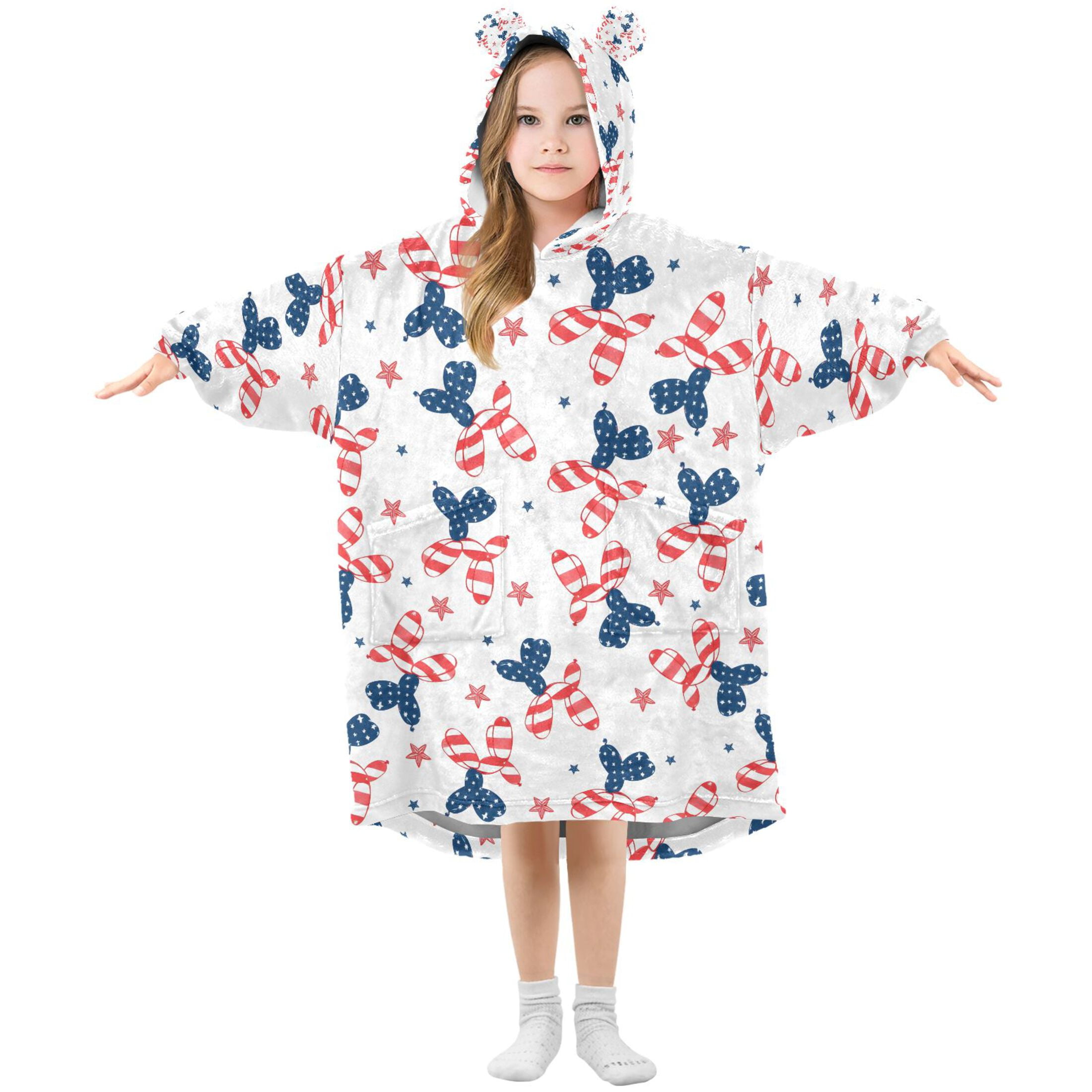 joogoo Blanket Hoodie for Balloon Dogs Oversize Sweatshirt 3-14 YR L