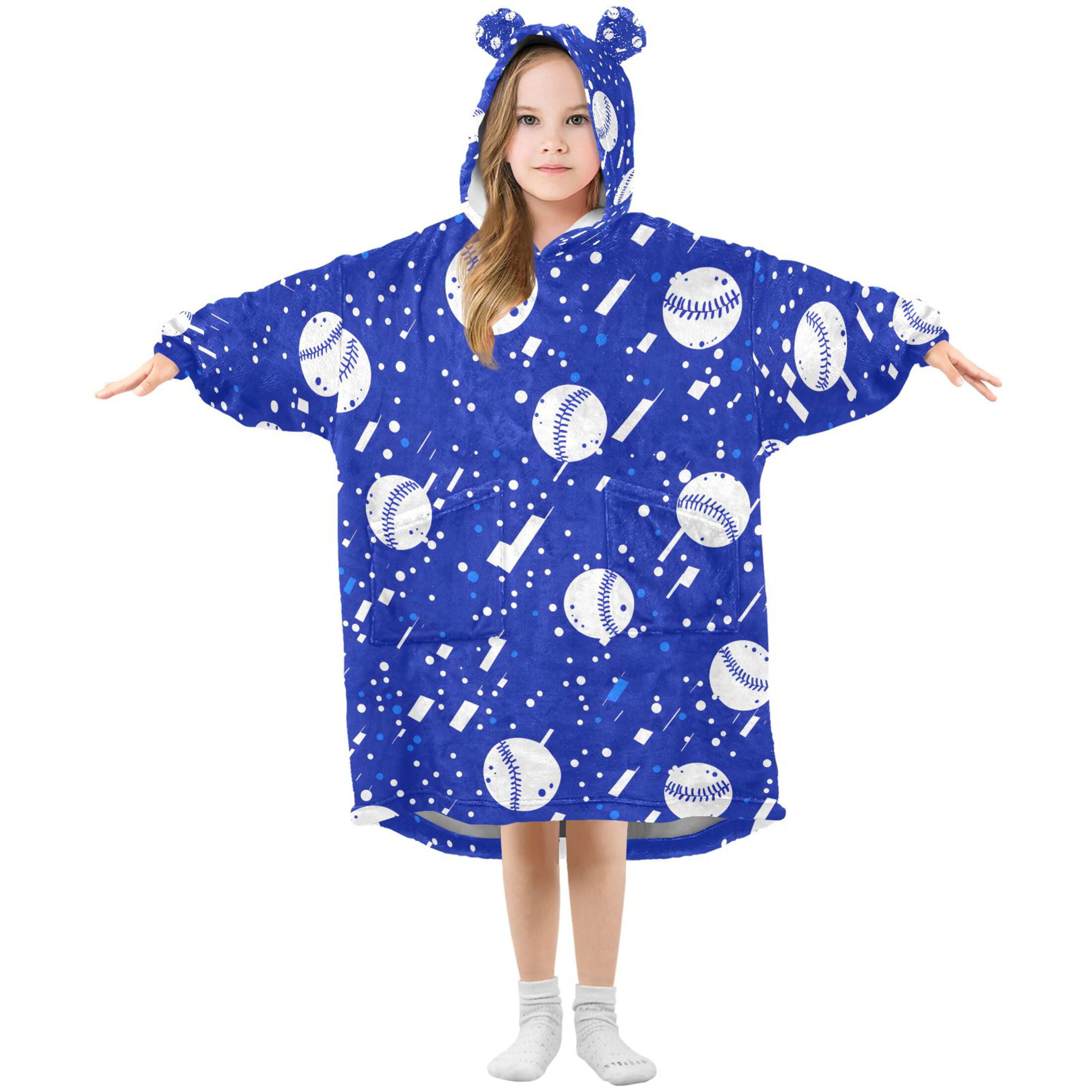 joogoo Blanket Hoodie for Baseball Art Pattern Oversize Sweatshirt 3-14 YR L