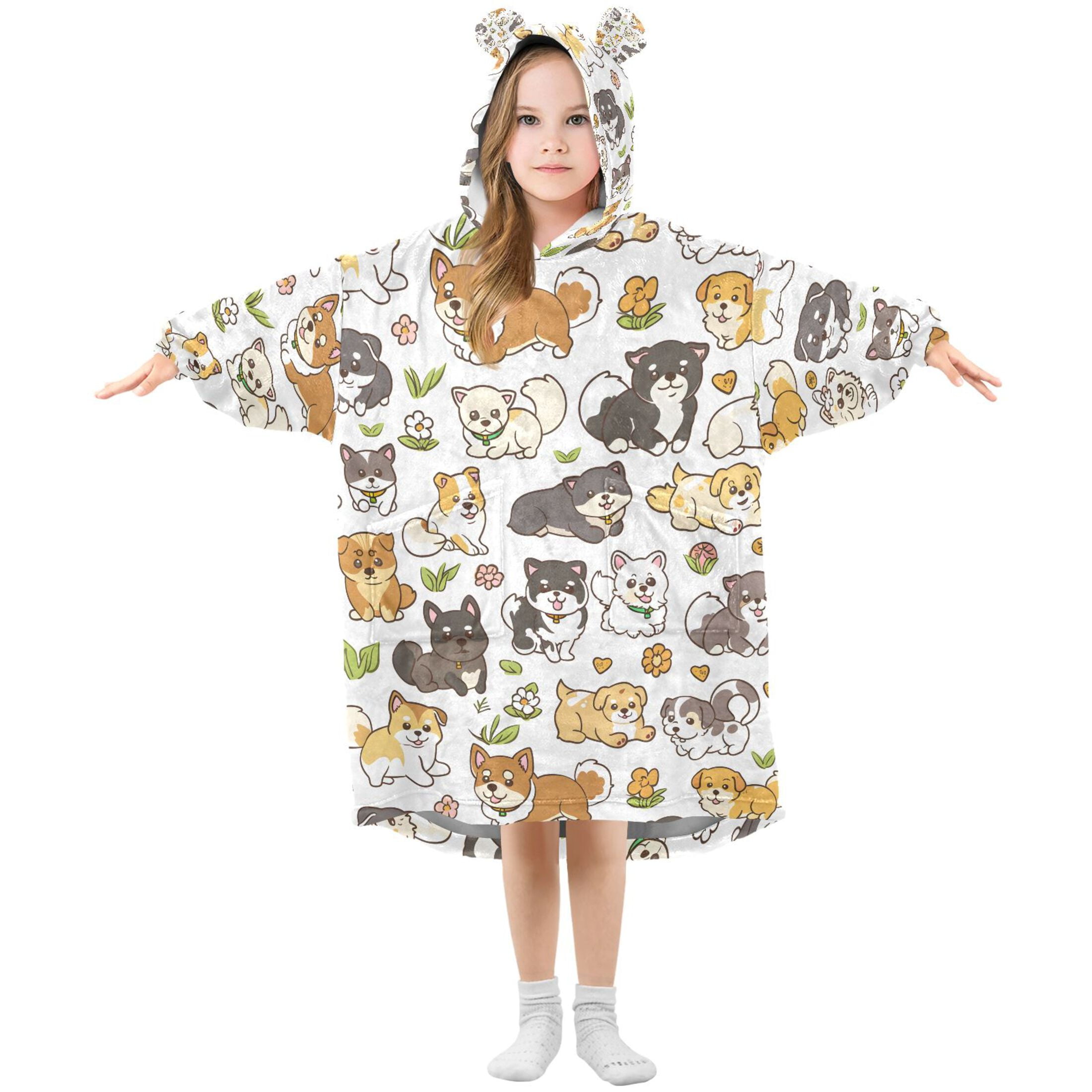 joogoo Blanket Hoodie for Cartoon Dogs Cute Oversize Sweatshirt 3-14 YR L