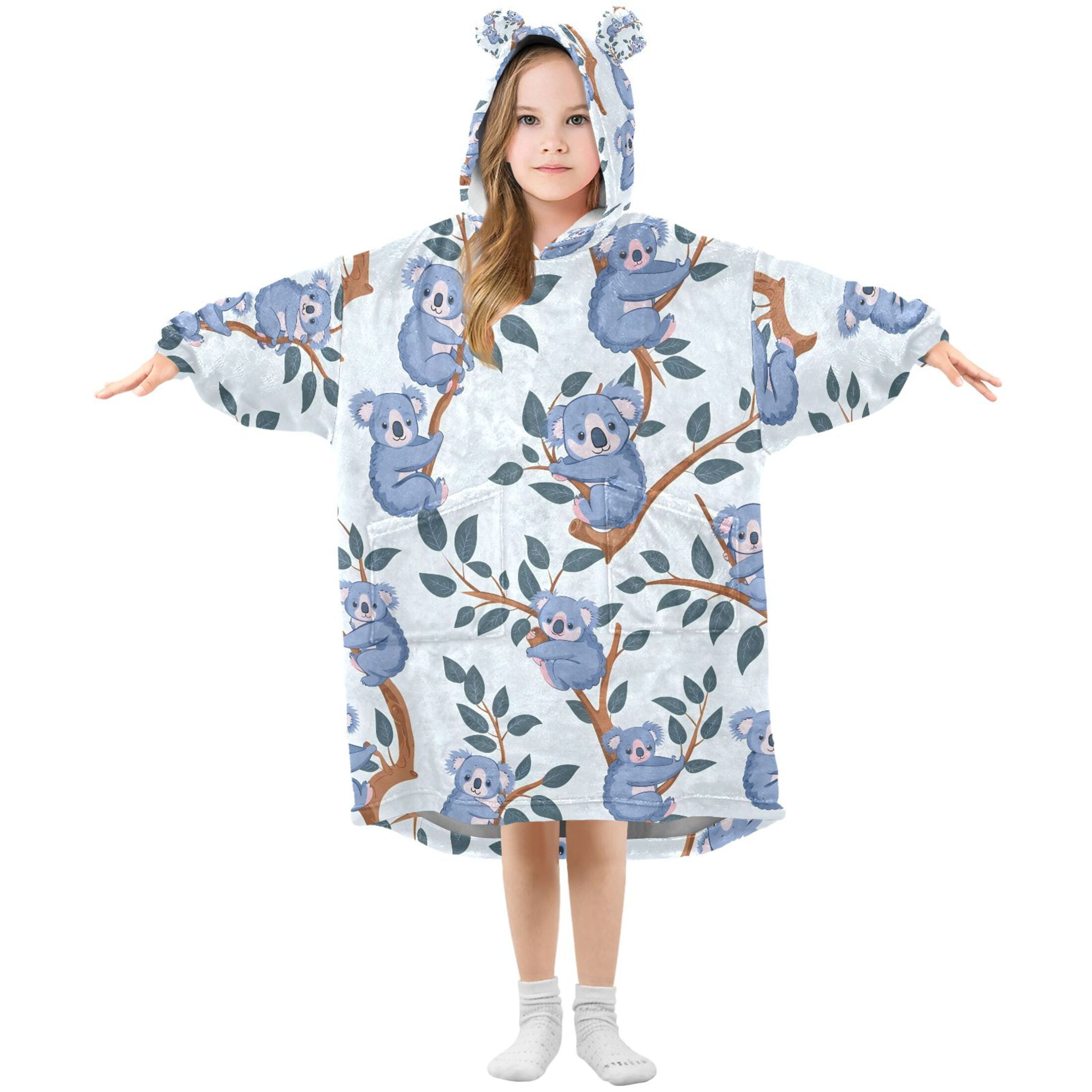 joogoo Blanket Hoodie for Cartoon Koalas Oversize Sweatshirt 3-14 YR L